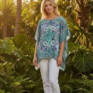 🌴 Lilly Pulitzer Lindamarie Caftan Tunic Poncho 💯 Silk Size XS/S